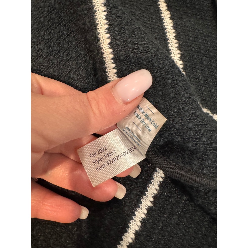 Marine Layer Striped Knit Cardigan Coatigan Womens XS Black White Long Sleeve‎ - Picture 7 of 8
